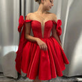 Cora-Robe Courte Princesse Satin Nœuds Élégance