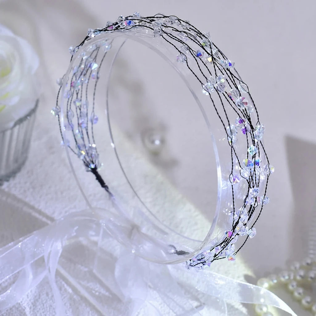 Dery-Couronne de Mariée Cristaux & Feuilles Élégantes