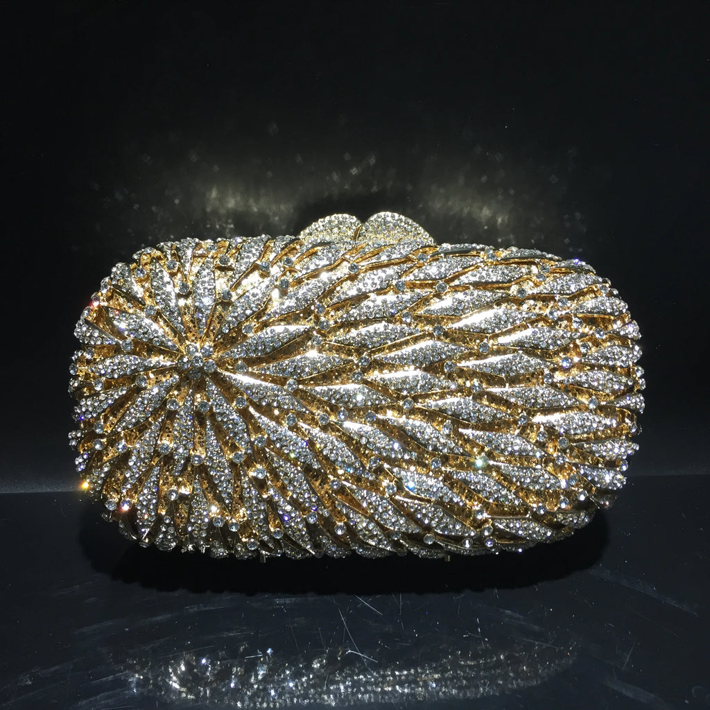 Élise-Pochette de soirée luxueuse en strass dorés