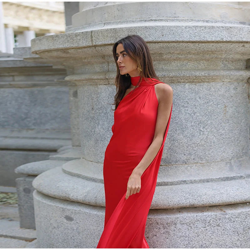 fleura-Robe Longue Satinée Dos Nu Élégance