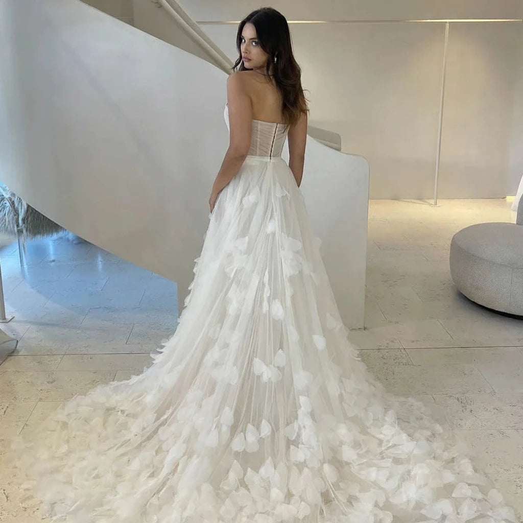 Plume-Robe de Mariée Princesse Tulle Romantique