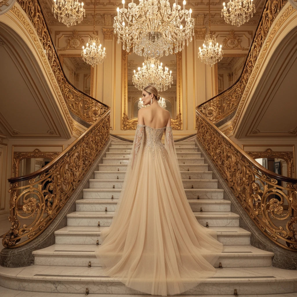 Sophia-Robe de Soirée Princesse Voile de Prestige