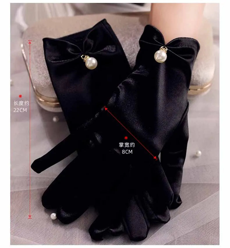 Maria-Gants de Mariée Satinés Élégance Perles