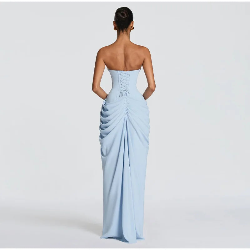 Clara-Robe Longue Fendue Élégance Satinée
