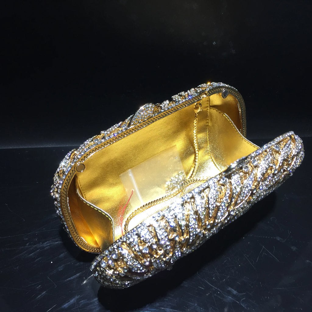 Élise-Pochette de soirée luxueuse en strass dorés