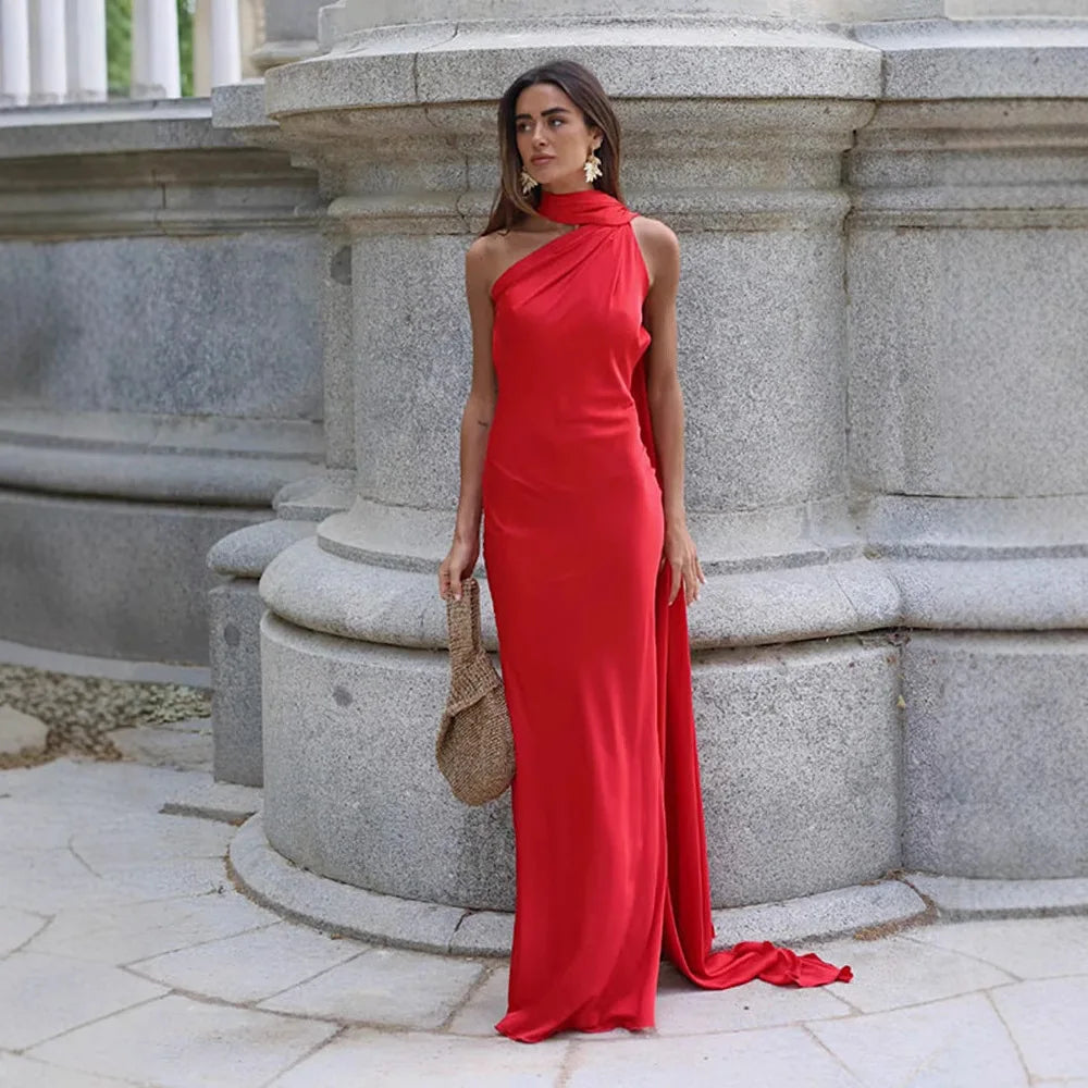 Fairy-Robe Longue Dos Nu Satinée à Nouer