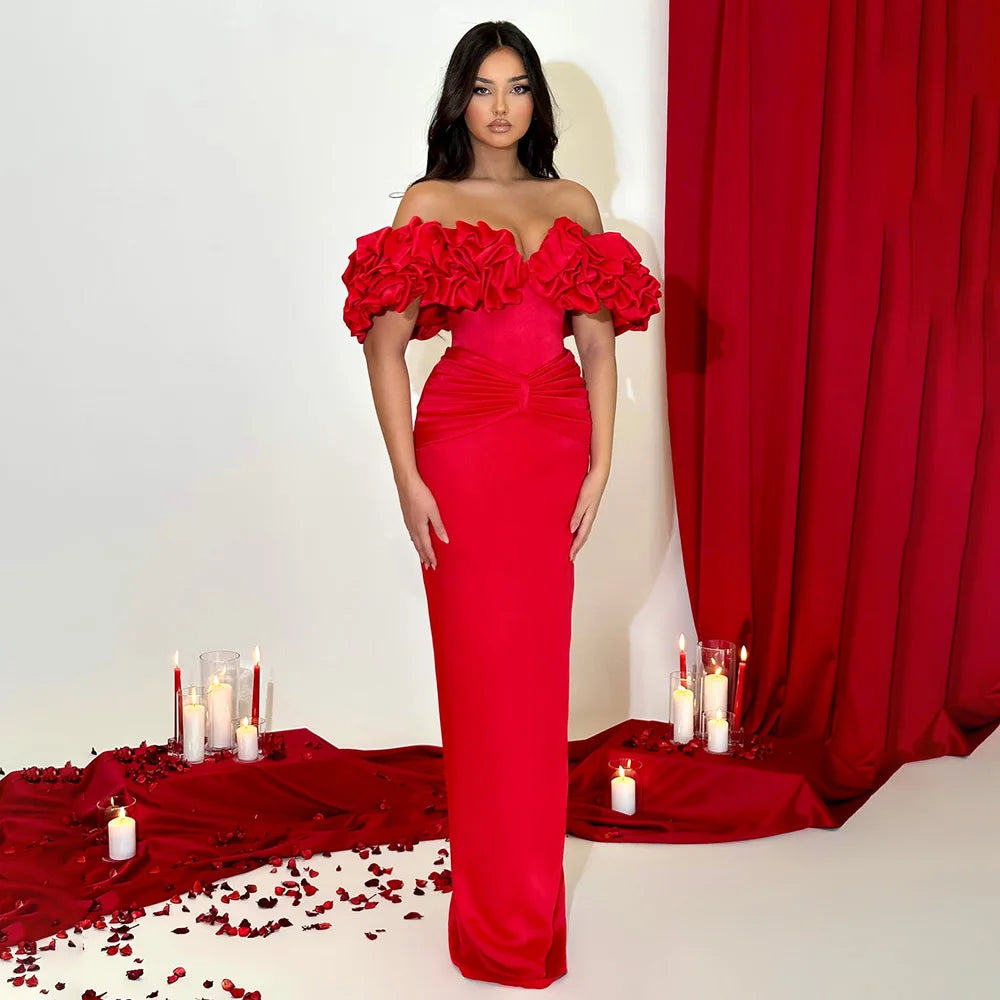 Valentine-Robe Longue Rouge Passion Couture