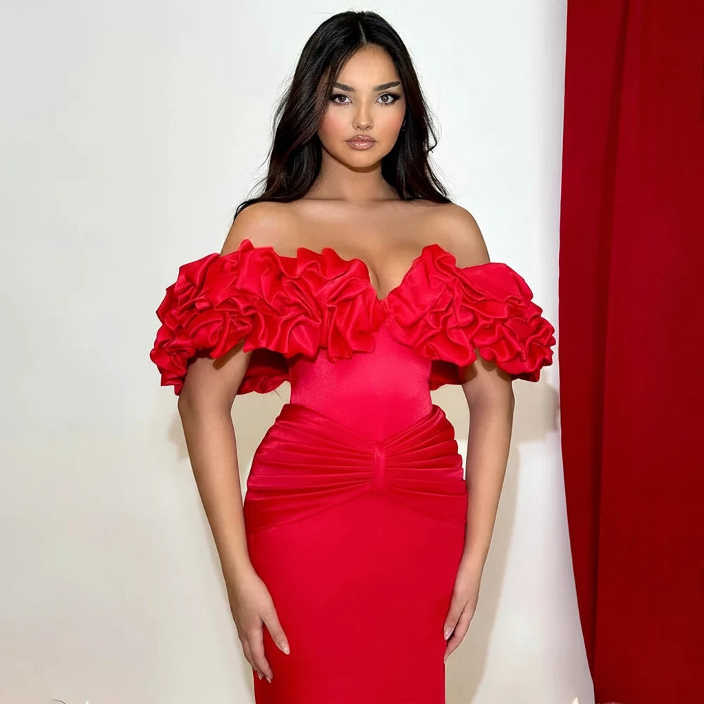 Valentine-Robe Longue Rouge Passion Couture