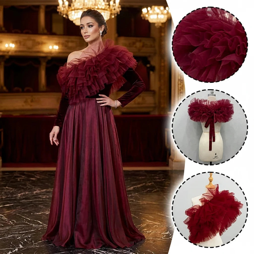Nuage-Étole Fleurie en Mousseline pour Mariage et Cérémonie