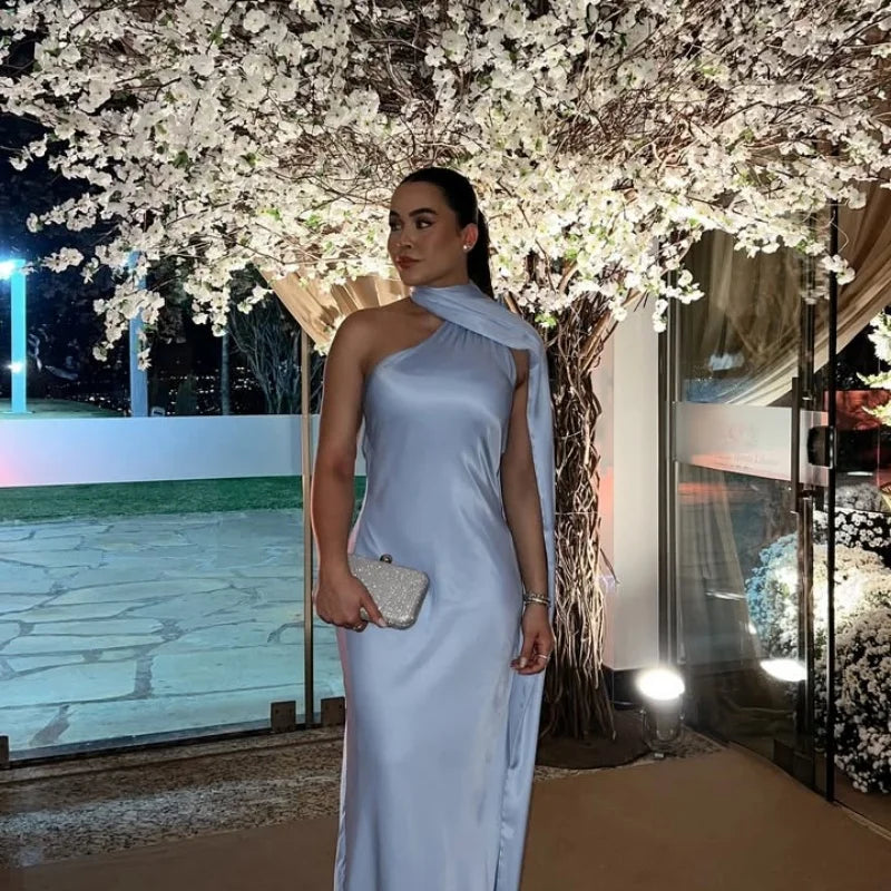 fleura-Robe Longue Satinée Dos Nu Élégance