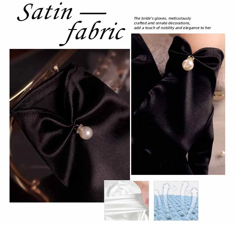 Maria-Gants de Mariée Satinés Élégance Perles