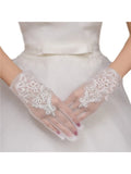 Suri-Gants de Mariée Courts en Tulle Perlé Élégance Cérémonie