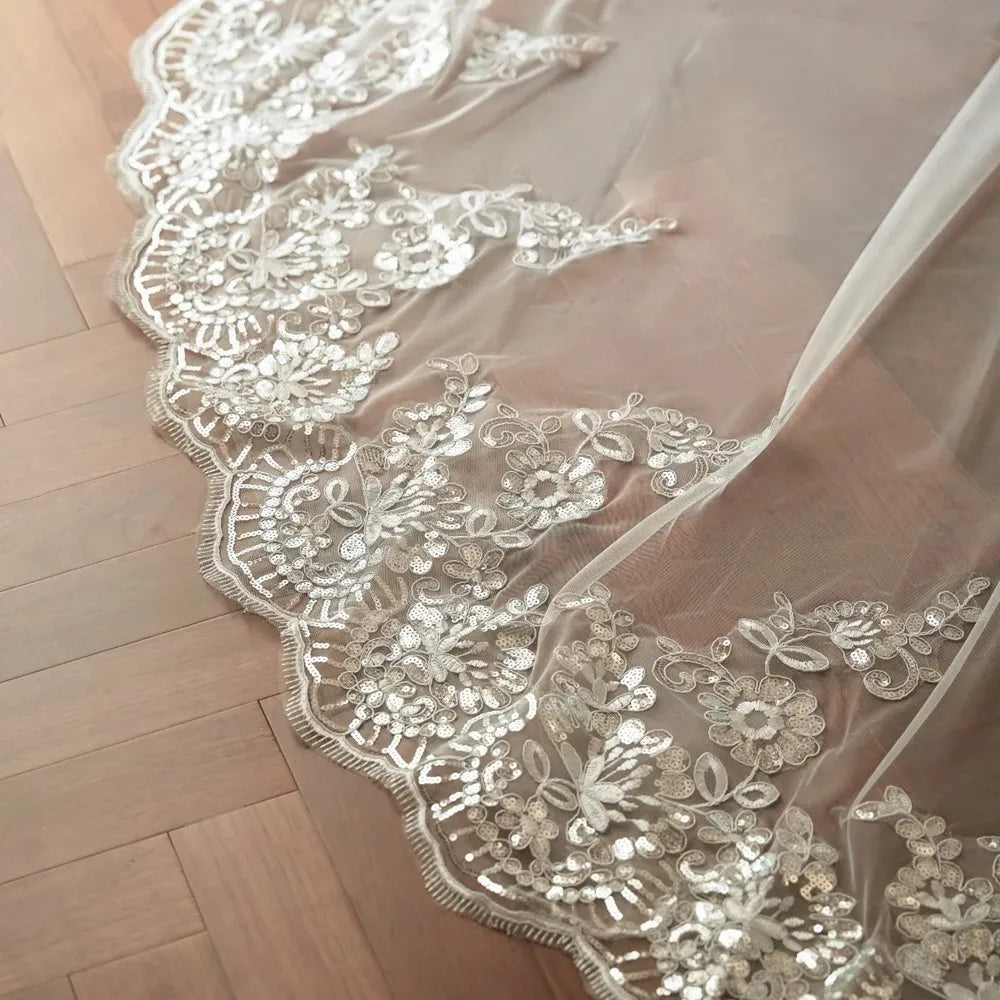 Sissi-Voile de Mariée Cathédrale Dentelle Royale