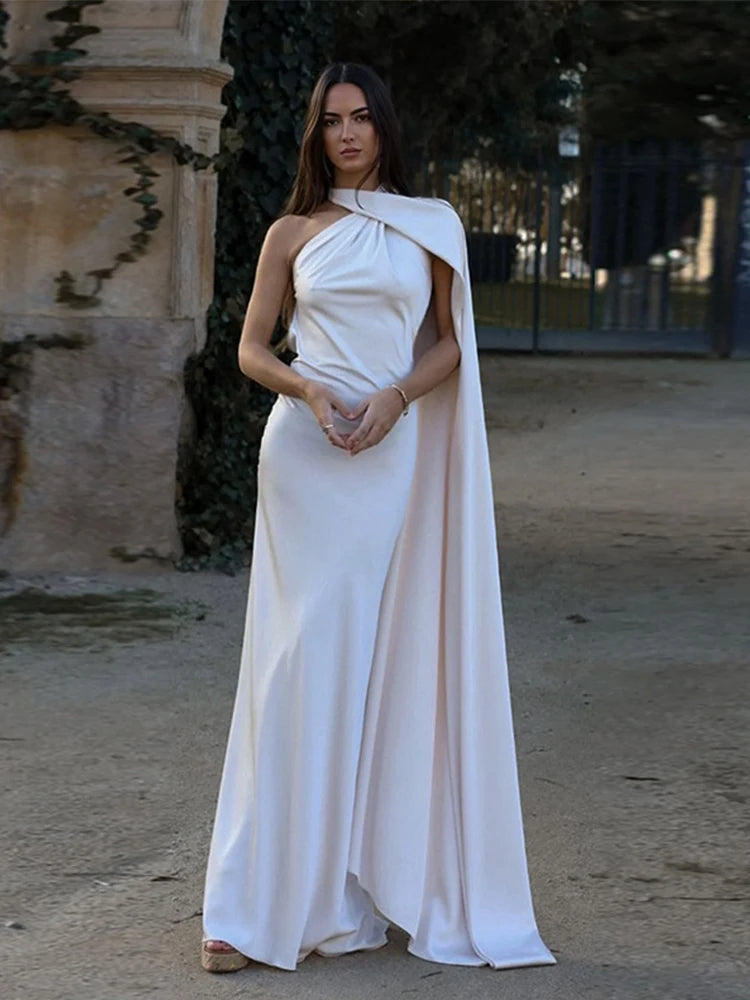fleura-Robe Longue Satinée Dos Nu Élégance