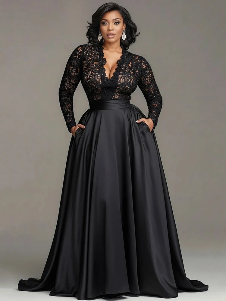 pipa-Robe de soirée de luxe en dentelle ajourée