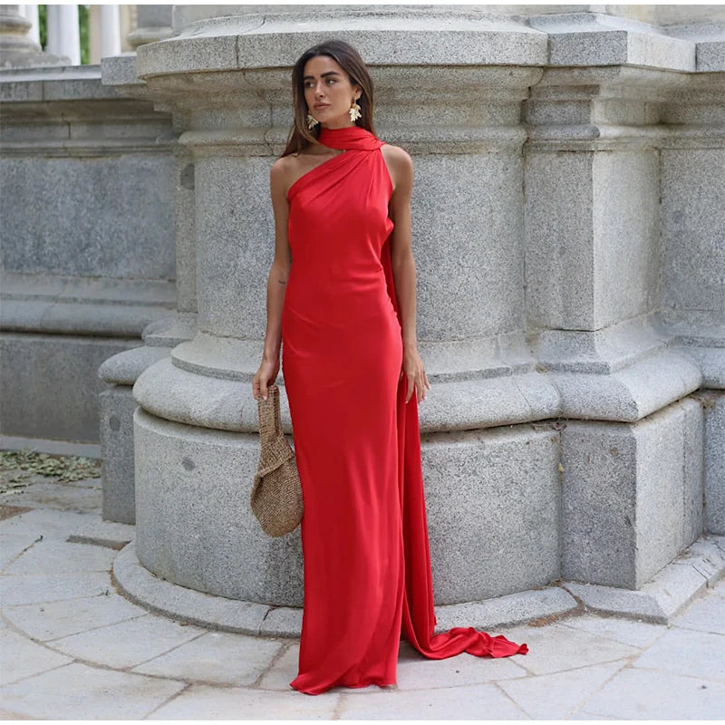 fleura-Robe Longue Satinée Dos Nu Élégance