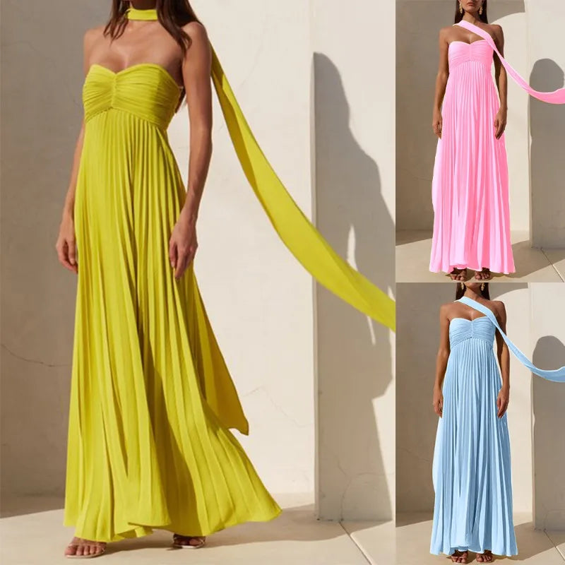 Chloé-Robe Longue Plissée Élégance Cérémonie