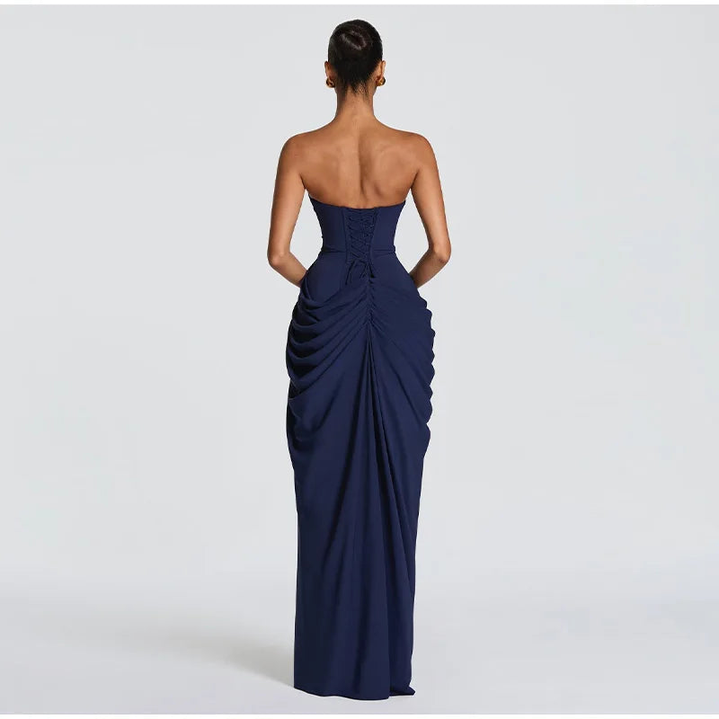 Clara-Robe Longue Fendue Élégance Satinée