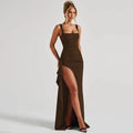 Clara-Robe Longue Fendue Élégance Satinée
