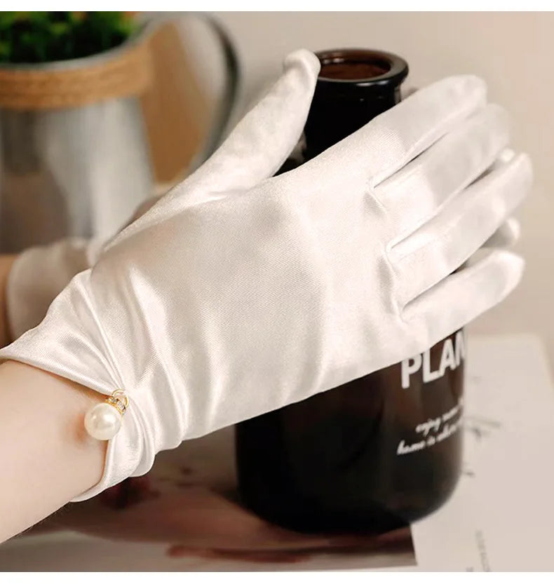 Maria-Gants de Mariée Satinés Élégance Perles