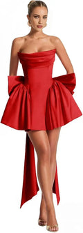 Ganse-Robe Courte Bustier Satin à Nœuds Couture
