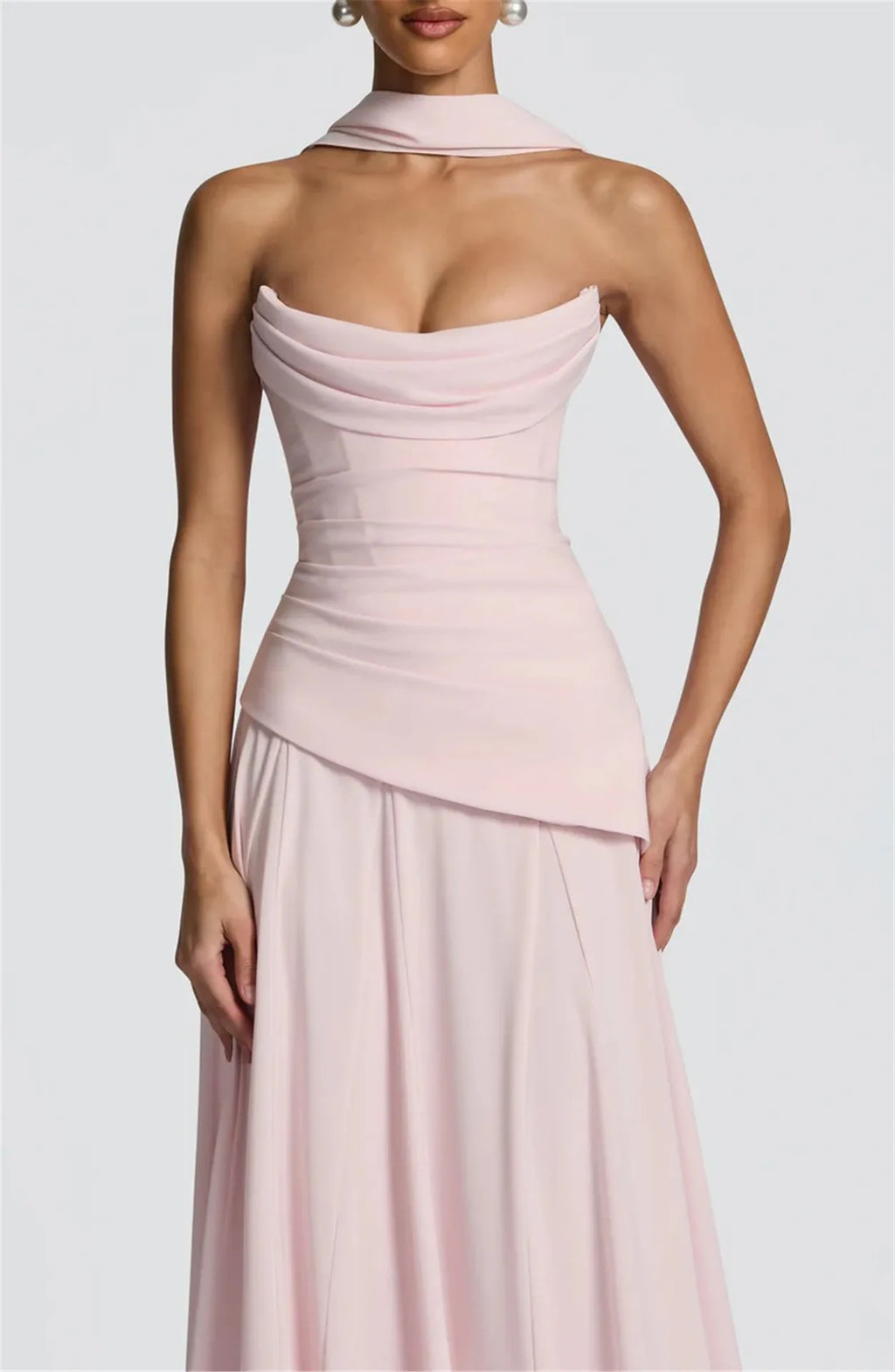 Émilie-Robe Longue de Cérémonie à Écharpe Intégrée
