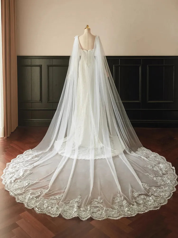 Sissi-Voile de Mariée Cathédrale Dentelle Royale