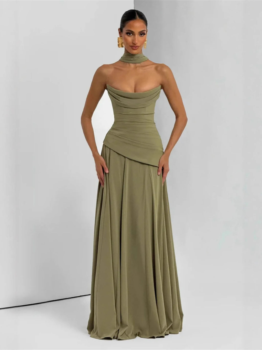 Émilie-Robe Longue de Cérémonie à Écharpe Intégrée