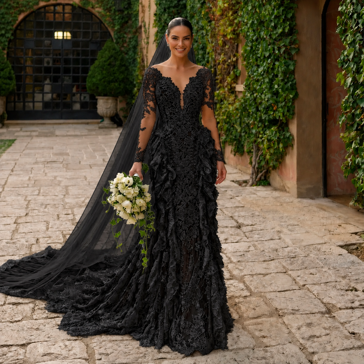 Bohème – Robe de Mariée Sirène Dentelle Luxe & Manches Longues